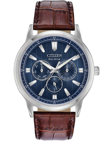 Citizen Eco-Drive Mens Corso - Stainless Steel - Blue - Chrono - Leather Strap - BU2070-12L_7bbf22fc-6203-48b0-8008-4eb3fb68b8d1