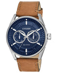 Citizen DRIVE CTO Mens Watch - Blue Dial - Brown Leather Strap - Day/Date - 100m - BU4020-01L