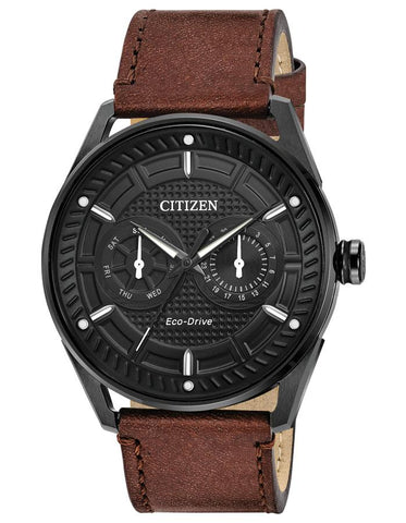 Citizen DRIVE CTO Mens Watch - Black Dial & Case - Brown Strap - Day/Date - 100m - BU4025-08E_b5843fda-0b46-429f-81c1-bec3435941c8