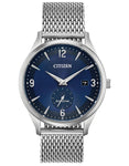 Citizen Mens DRIVE BTW Watch - Stainless Steel - Blue Dial - Date -Mesh Bracelet - BV1110-51L