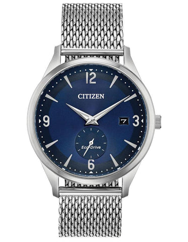 Citizen Mens DRIVE BTW Watch - Stainless Steel - Blue Dial - Date -Mesh Bracelet - BV1110-51L