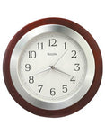 Bulova Reedham Wall Clock - Walnut Finish - Brushed Aluminum Bezel - C4228