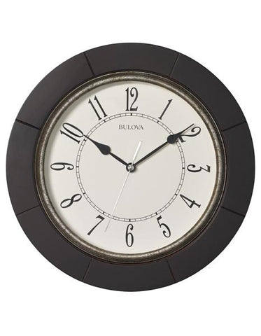 Bulova Espresso Decorative Wall Clock - Espresso Finish- Antique Pewter Bezel - C4256