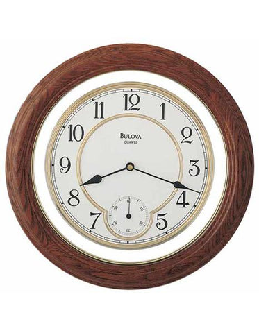 Bulova William - Wooden Wall Clock - Dark Oak Finish - Sub-Seconds - C4596