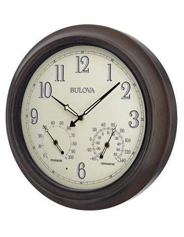 Bulova Weather Master Outdoor Wall Clock - LED Illuminates from Dusk to Dawn - C4813