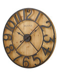 Bulova Silhouette Over-Sized Wall Clock - Rustic Metal Numerals - Pine Veneer - C4814