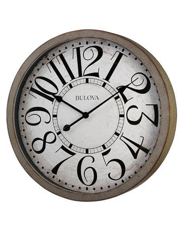 Bulova Westwood Oversized Wall Clock - Antique Grey Finish - Bold Numerals - C4815