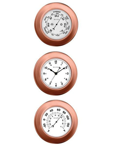 Bulova Info Station Wall Clock&#44; Thermometer & Barometer - Copper Finish - C4829