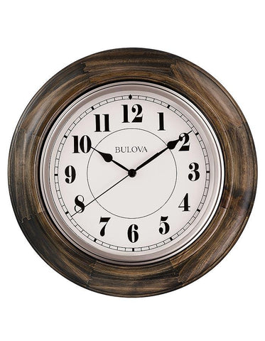 Bulova Albany Wooden Wall Clock - Dark Cherry Finish - Quiet Sweep Movement - C4847