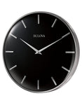 Bulova Metro Wall Clock - Pewter Finished Case - Black Dial - Convex Glass Lens - C4849