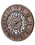 Bulova Gardener Indoor / Outdoor Wall Clock - Aged Bronze Resin Lattice Case - C4853