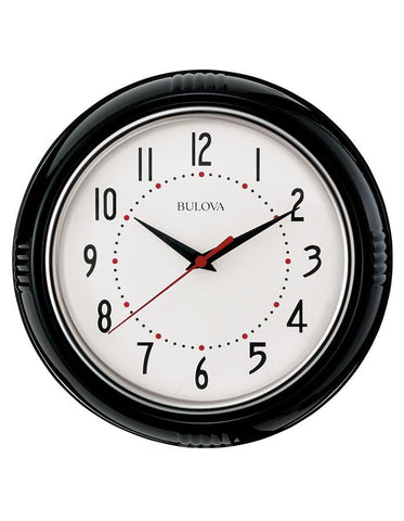 Bulova Kitchen Plus Wall Clock - Black Molded Case - Quiet Sweep - Minute Track - C4856_102ada60-8b65-4092-a3b2-54c1b86005bb