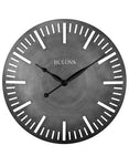 Bulova Arc Wall Clock - Antique Silver Finished Metal Case - Cut Out Markers - C4869_a03a4940-bdc8-4595-b5fb-7930a095e3b8