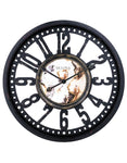 Bulova Station Master Wall Clock - Black Metal Case - Marble Center - C4871