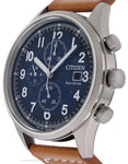 Citizen Eco-Drive Mens Chandler Chronograph - Brown Leather - Blue Dial - Date - CA0621-05LA