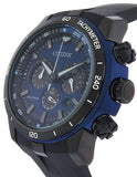 Citizen Mens Ecosphere Chrono- Black IP Case - Blue Dial - Tachymeter - CA4155-12LA