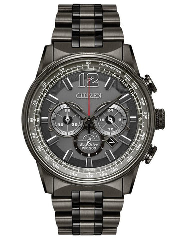 Citizen Mens Nighthawk Eco-Drive - Chronograph - Black - Date - 200m - Bracelet - CA4377-53H_013b0003-38a3-4ca8-9a1b-9f4266742e5f