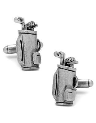 Golf Bag Cufflinks - Silver Antique Finish - Bullet Back Closure - CC-GLFB-SL_5e1effa8-ad32-4896-99bc-464bd35a2ca6