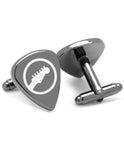 Black Guitar Pick Cufflinks - Bullet Back Closure - Gunmetal Finish - CC-GUITP-BKA