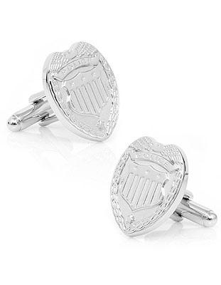 Silver Plated Police Badge Cufflinks - Bullet Back - CC-POL-SL_d5416f91-cdaa-4fe0-bdc9-287cacd5e539