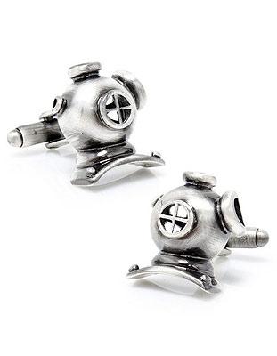 Deep Sea Scuba Diver Helmet Cufflinks - Antique Silver Finish - Bullet Back - CC-SDH-SL_851f87e7-7aa5-4622-9cd8-2ad7719be13d