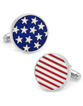 Patriotic Stars and Stripes Color Enamel Cuff Links - Silver Tone - Bullet Back - CC-STST-SL_30e62740-dcad-4c0d-afc1-f64341b42758