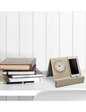 Citizen Workplace Beige Leather Clock - Rose Gold-Tone - Mirror - CC1018B