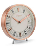 Citizen Decorative Rose Gold-Tone Circular Clock - Two-Tone - Patterned Dial - CC1021