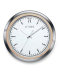 Citizen Gallery Two Tone Circular Wall Clock - Wood & Silver - White Dial - CC2009