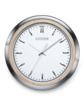 Citizen Gallery Two Tone Circular Wall Clock - Wood & Silver - White Dial - CC2009