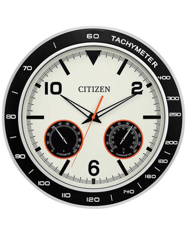 Citizen Outdoor Wall Clock - Black & Silver-Tone - Luminescent - Sub-dials - CC2019