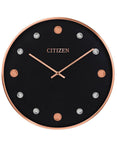 Citizen Gallery Black Circular Clock - Rose Gold-Tone & Silver-Tone Accents - CC2028