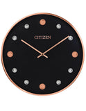 Citizen Gallery Black Circular Clock - Rose Gold-Tone & Silver-Tone Accents - CC2028