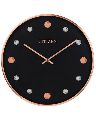 Citizen Gallery Black Circular Clock - Rose Gold-Tone & Silver-Tone Accents - CC2028