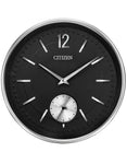 Citizen Gallery Silver-Tone Circular Clock - Black Dial - Seconds Sub-Dial - CC2032