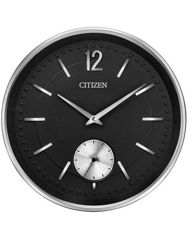 Citizen Gallery Silver-Tone Circular Clock - Black Dial - Seconds Sub-Dial - CC2032