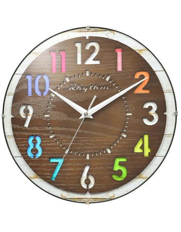 Rhythm Razzle Wooden Wall Clock - CMG778NR06_86dc6e8f-614a-4acb-bab9-00ef1f055ef5