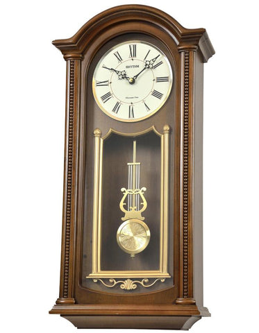 Rhythm WSM Atterbury Wooden Musical Wall Clock - Pendulum - Gold-Tone Accents - CMJ561_3aaab227-d75d-4b1a-9770-62f5abc528c9