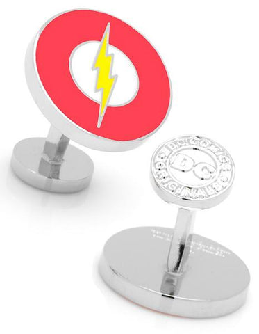 DC Comics Super Hero Flash Logo Cufflinks - Red & Yellow - Fixed Back Closure - DC-FLL-SL_68b8c1f5-36b4-4517-80a2-80c46cc57459