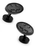 DC Comics Satin Black Batman Cufflinks - Bat Symbol Top - DC Comics Logo Bottom - DC-OBL-SBA_4f4a33e6-45cc-4bbc-a4a8-64bae40a7b4e