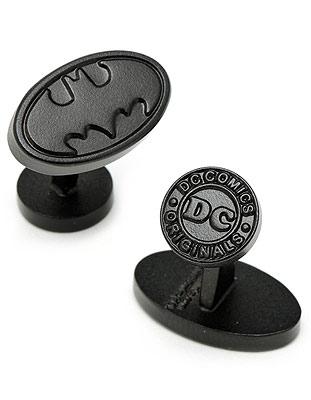 DC Comics Satin Black Batman Cufflinks - Bat Symbol Top - DC Comics Logo Bottom - DC-OBL-SB_a4d10b73-7d5c-4d0f-b2d0-971fe41fce1b