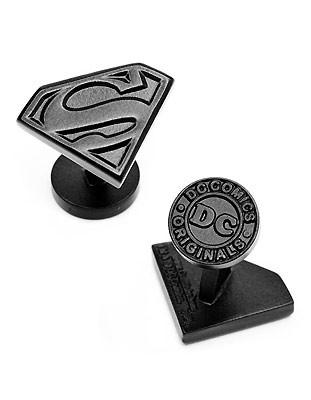 DC Comics Satin Black Superman Shield Cufflinks - DC Comics Logo Bottom - DC-SS-SB_549ef6f8-185b-4549-939a-bc65f1b0bfc6