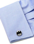 DC Comics Batman Vintage Logo Cufflinks - Round - Black - Fixed Backing - DC-VBM-SLB_9631429e-1eef-4583-99d6-a19c2589582e