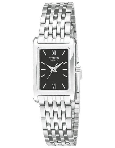 Citizen Quartz Ladies Watch - Black Dial with Stainless Steel Case and Bracelet - EJ5850-57E