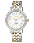 Citizen Quartz Ladies Watch - Two-Tone - Mother of Pearl - Crystal Bezel - EL3044-89D