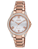 Citizen DRIVE Ladies POV Swarovski Crystal Watch - Pink Gold-Tone - Bracelet - EM0233-51A