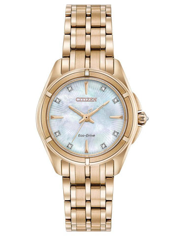 Citizen Womens Signature Prezia Diamond Watch - MOP Dial - Rose Gold-Tone - EM0353-50D