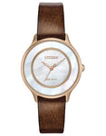 Citizen L Circle of Time Womens Watch - Brown Strap - MOP Dial - Rose Gold-Tone - EM0383-08D