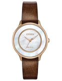 Citizen L Circle of Time Womens Watch - Brown Strap - MOP Dial - Rose Gold-Tone - EM0383-08D