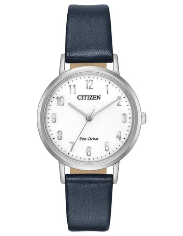 Citizen Womens Eco-Drive Chandler Watch - White Dial - Blue Leather Strap - EM0570-01A